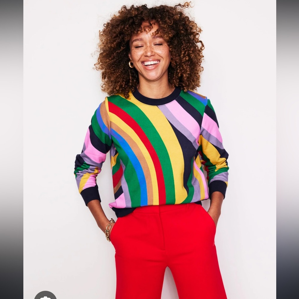 Boden Hannah Printed Sweatshirt Large Color: Multi Abstract Rainbow